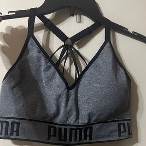 PUMA Women's Black and Gray Strappy Sports Bra